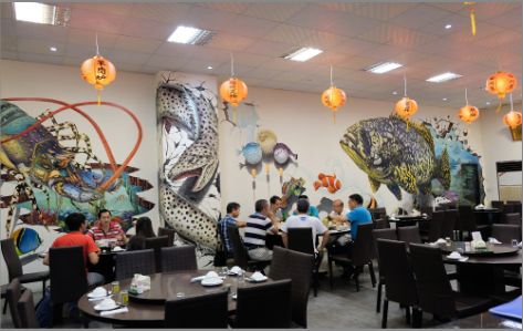 磐安海鲜餐厅墙体彩绘